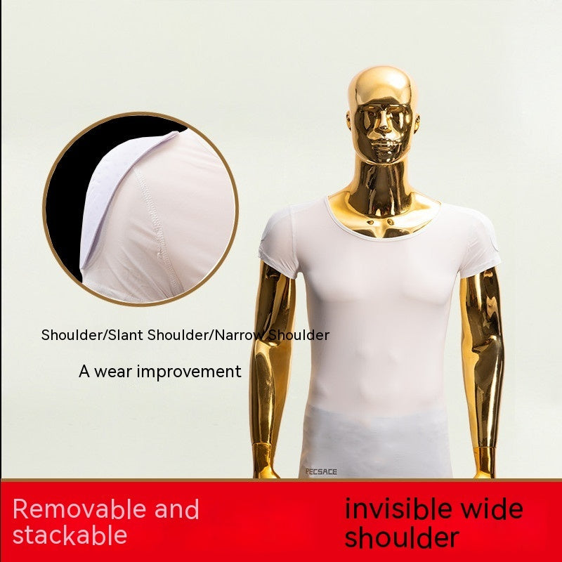 Men's Invisible Shoulder Pad Chest Enhancement T-shirt