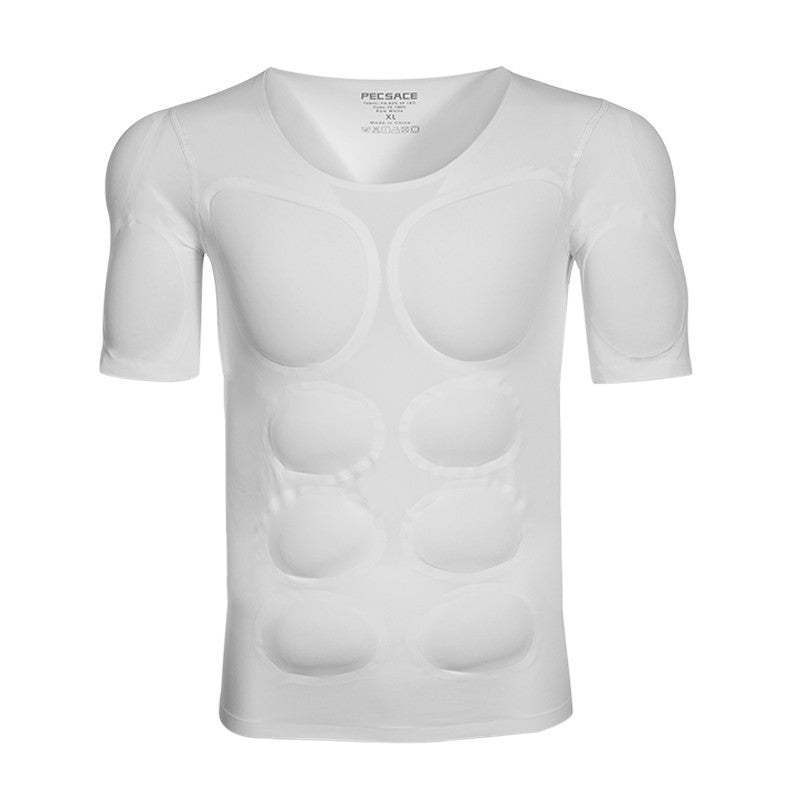 Men's Invisible Shoulder Pad Chest Enhancement T-shirt