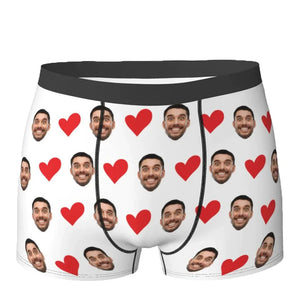 Personalized Face Photo Underwear  Custom Heart Boxer Briefs Custom Men Briefs Gift For Husband - Anniversary Gift For Dad